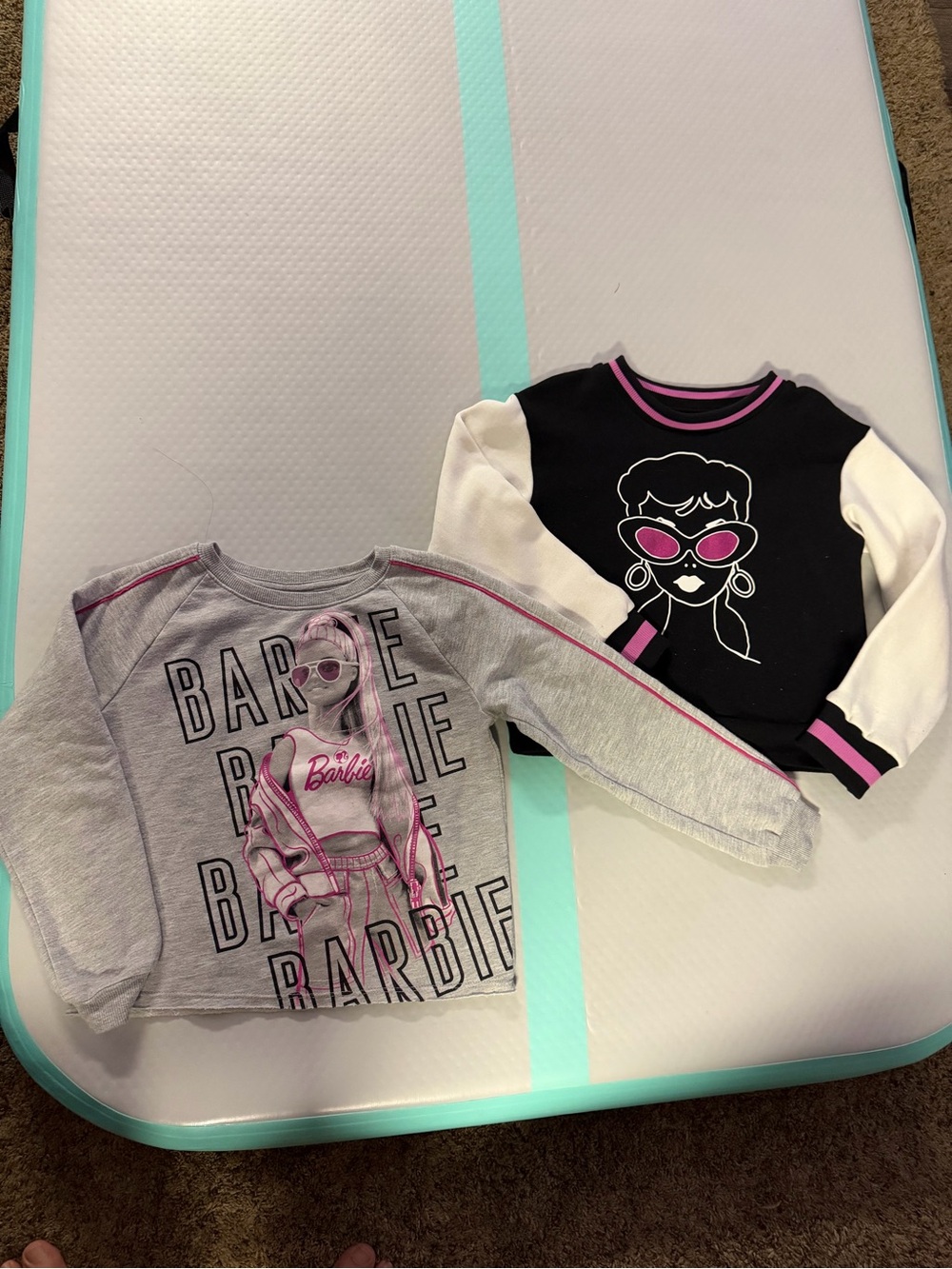 Barbie Girls' Gray & Black Graphic Sweatshirt Duo with Pink Accents